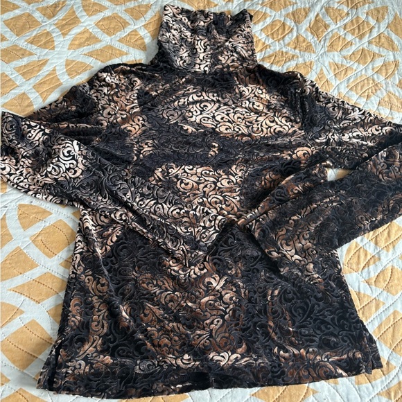 SNO SKINS Size Small USA-Made  Velvet Tapestry Turtleneck Vintage - Picture 8 of 8